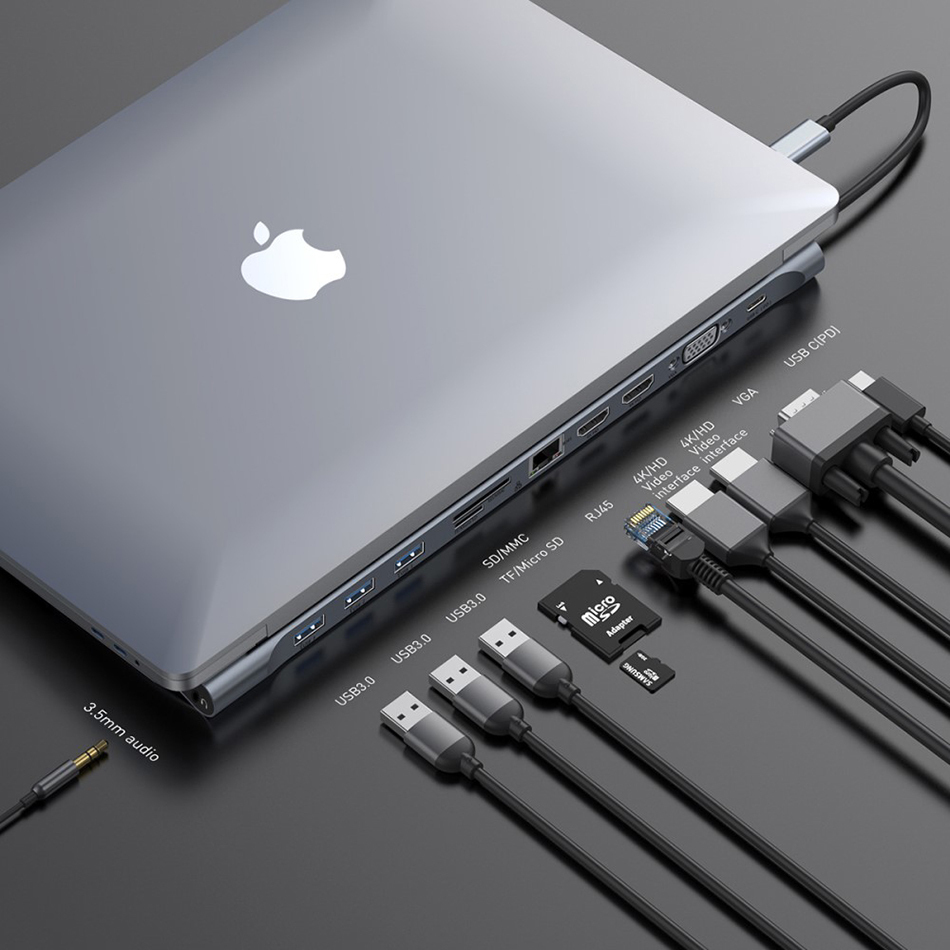 Baseus 10in1 USBPD TypeC Hub 2x HDMI Adapter for MacBook Pro